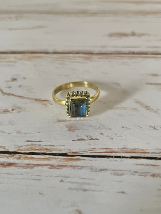 Labradorite Brass Ring - sizes listed