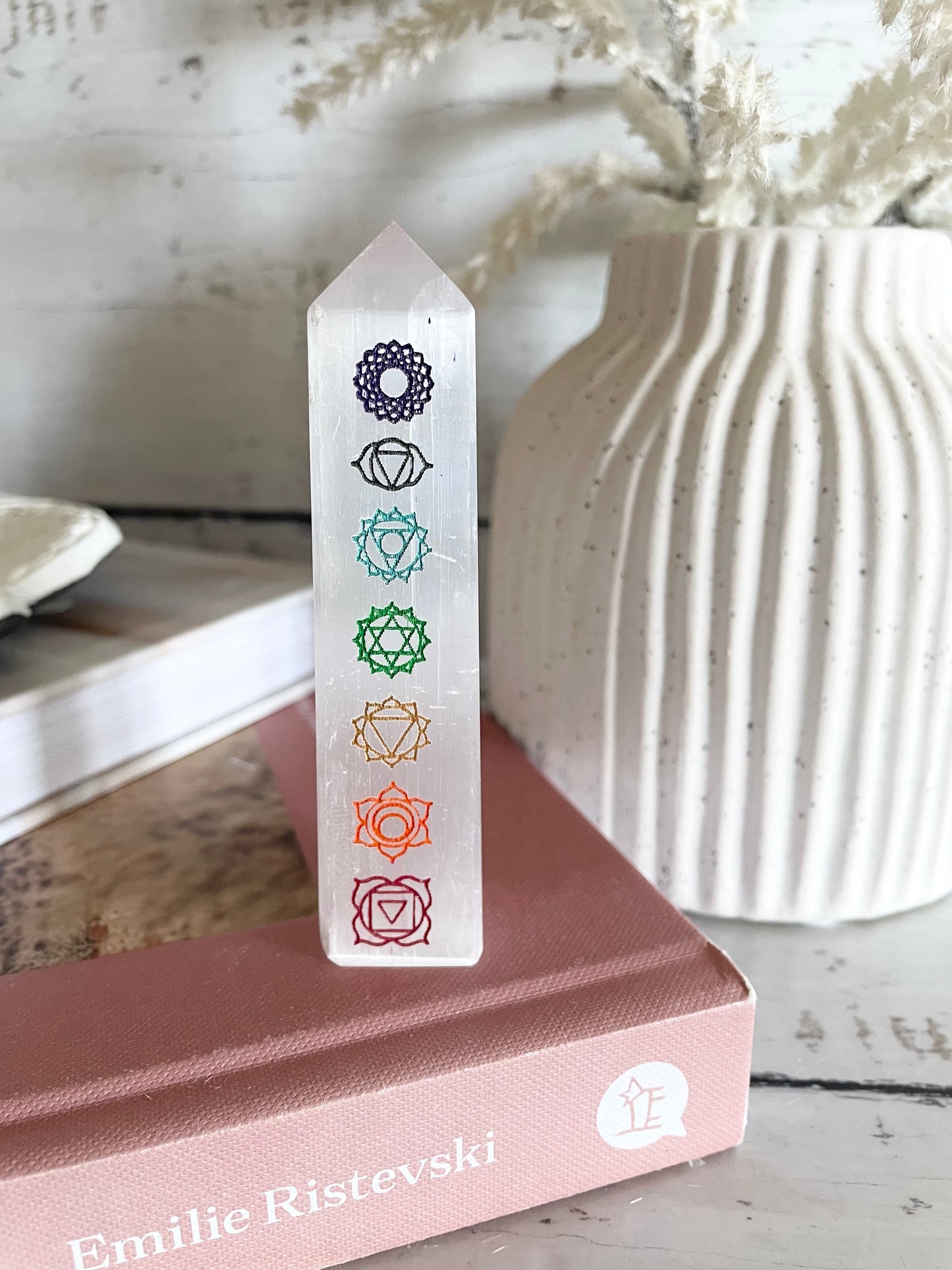 Selenite Chakra Tower