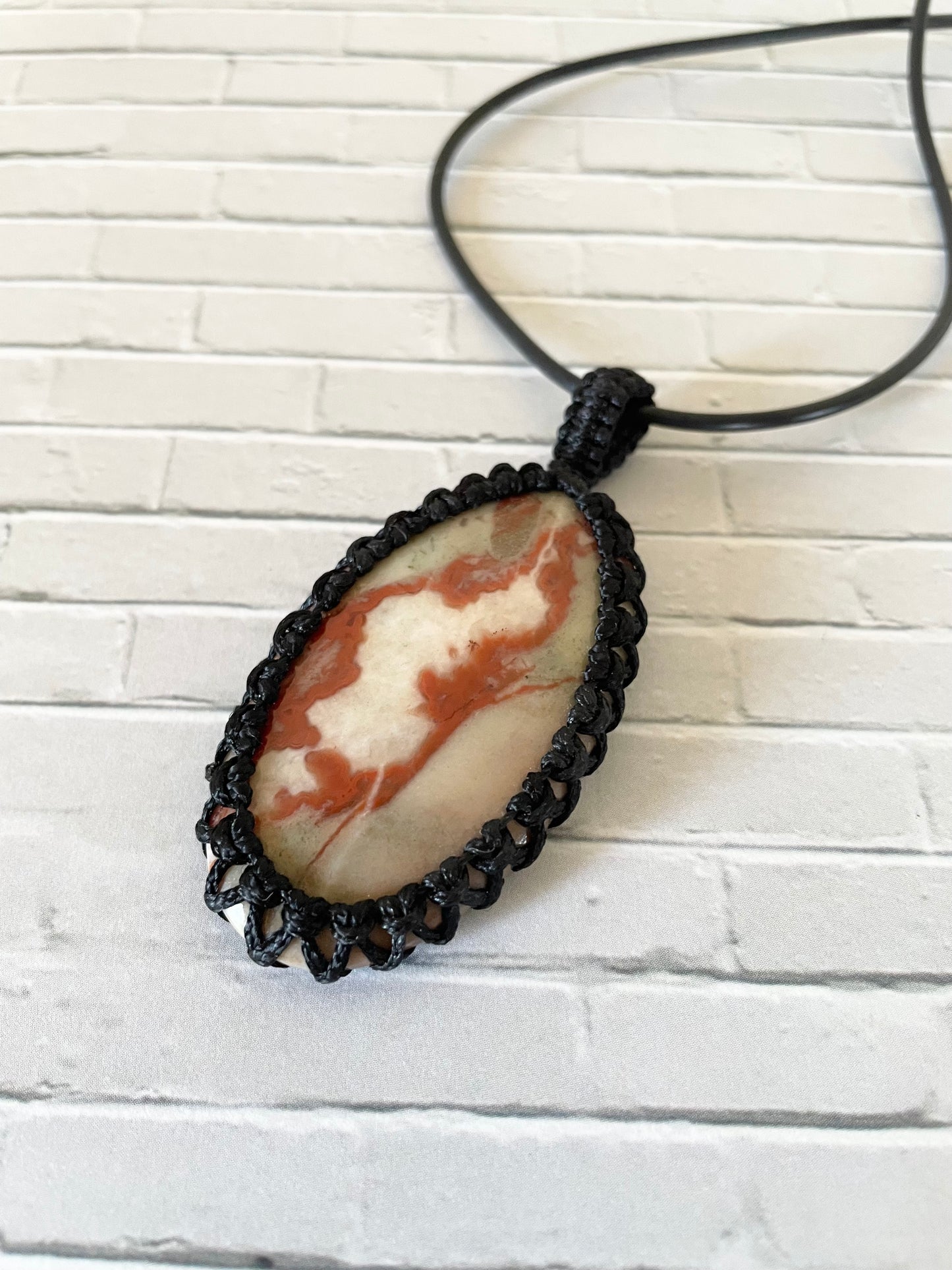Macrame Pendant ~ Cobra Jasper