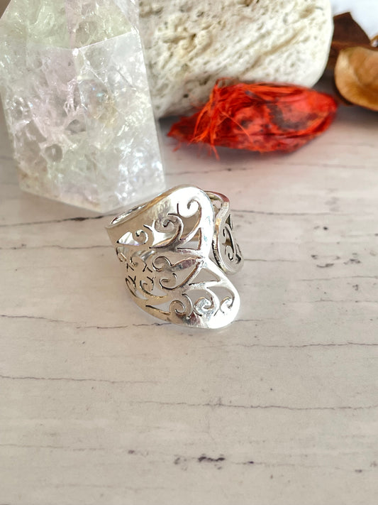 Bohemian Adjustable Silver Ring