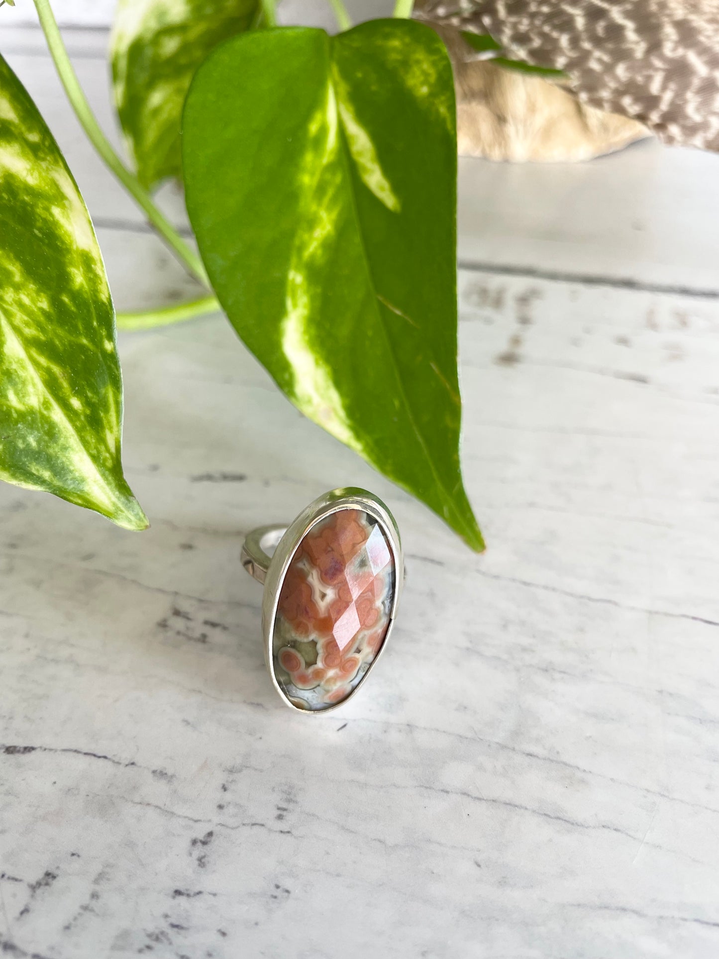 SweetGrass Studio ~ Faceted Ocean Jasper Ring