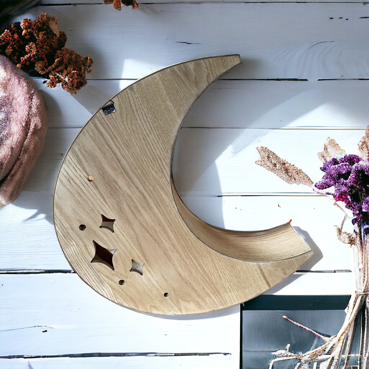 Rustic Wooden Crescent Moon ~ Natural wood