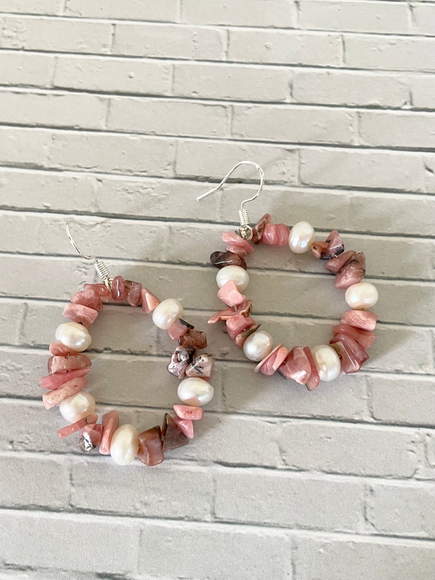 Rhodochrosite \Pearl Earrings