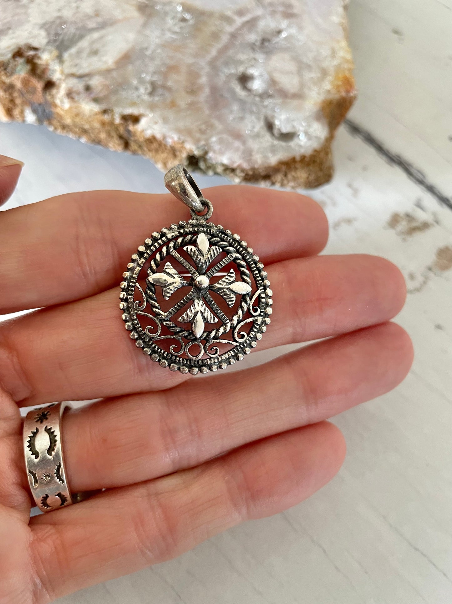 Oxidised Silver Bohemian Pendant