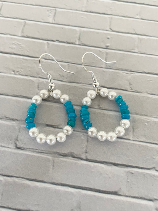 Ethiopian Opal & Pearl Silver Earrings - Handmade by Wayne