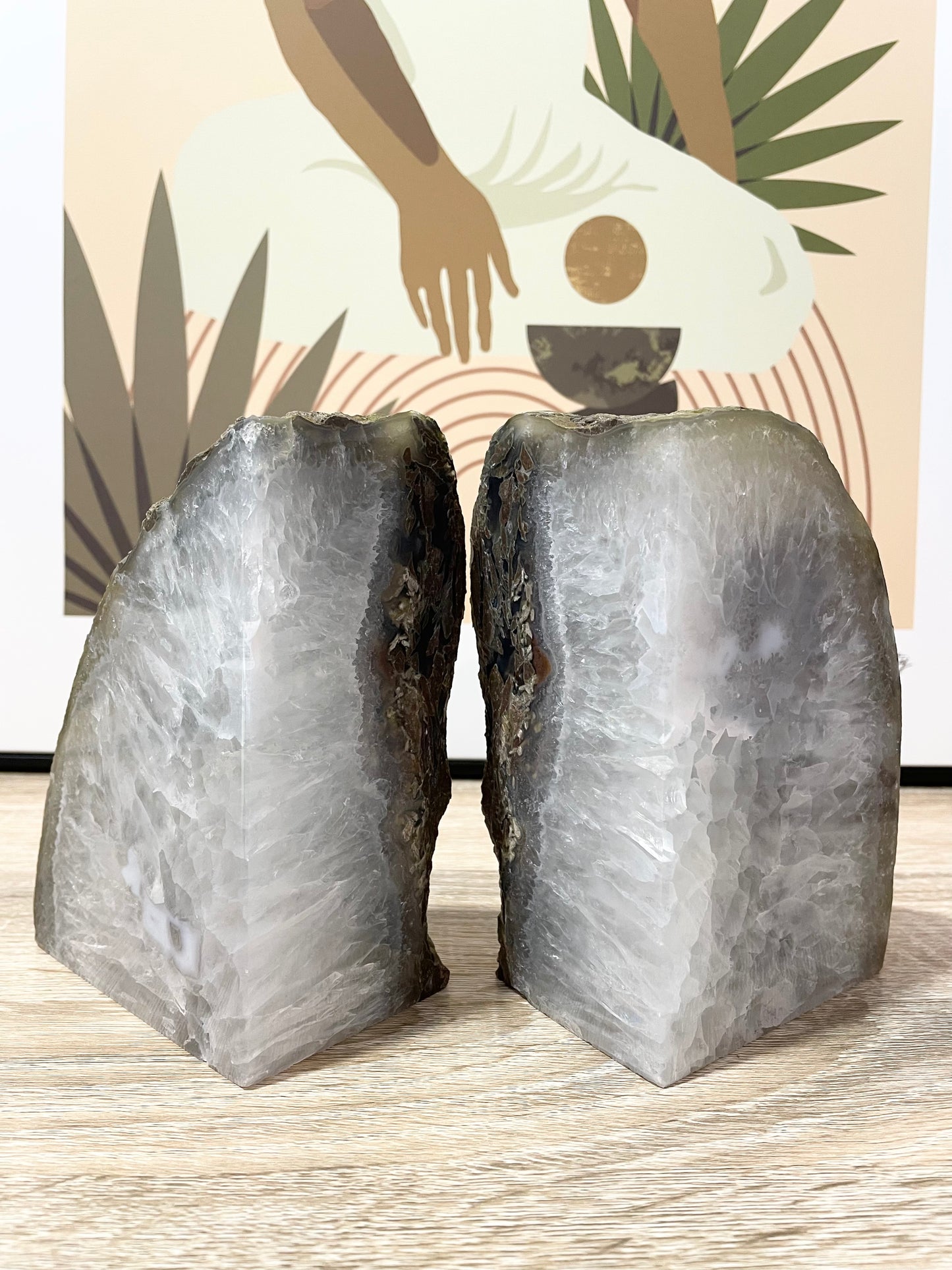 Agate Geode Book Ends ~ Grey