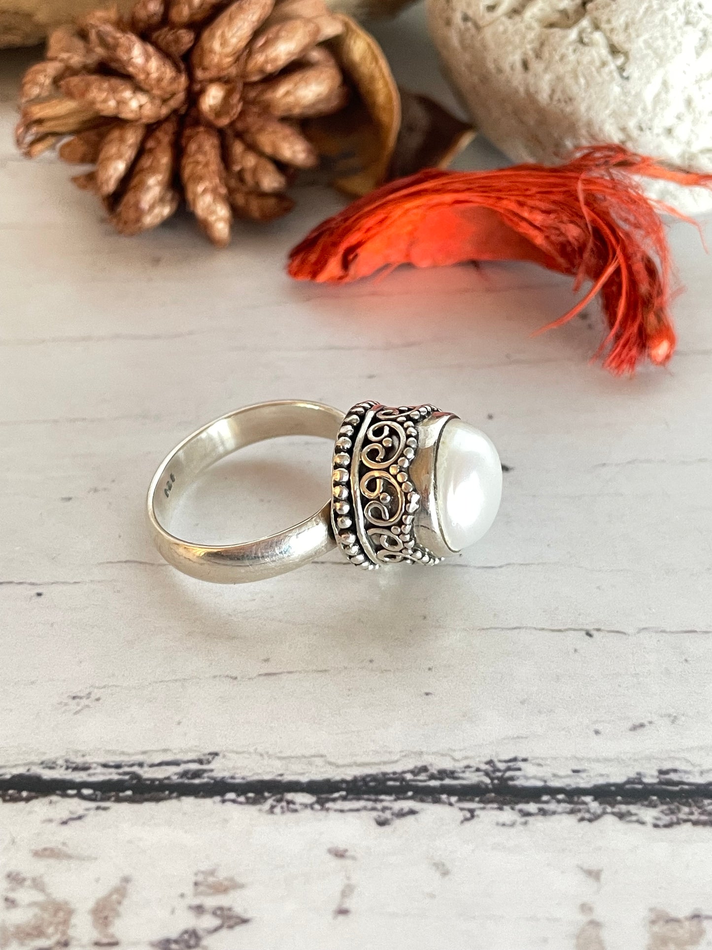 Pearl Silver Fixed Ring