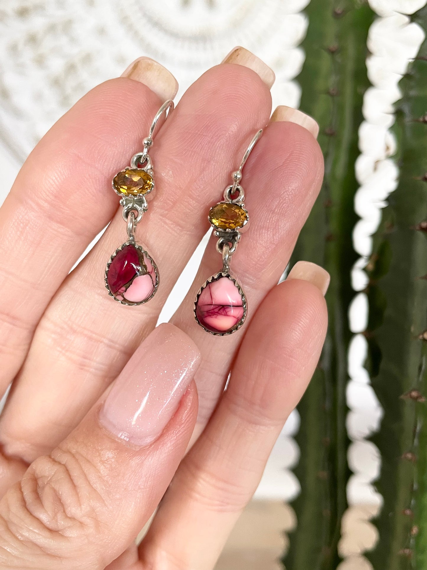 Rose Dahlia Kingman Turquoise/Citrine dangles