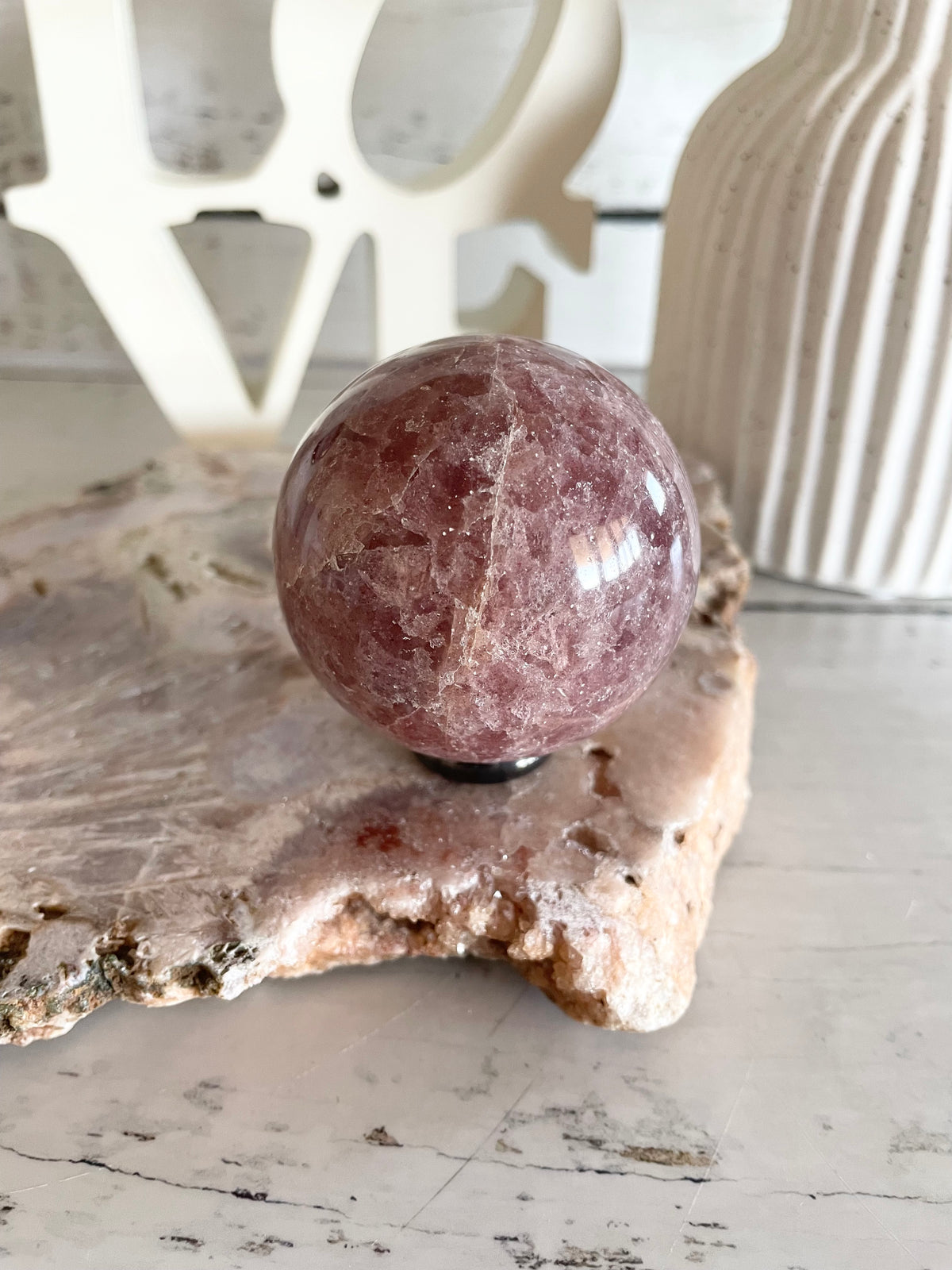 Strawberry Quartz Sphere includes holder