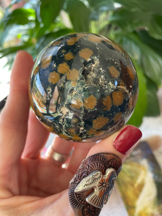 Rainforest Jasper Sphere Includes Holder