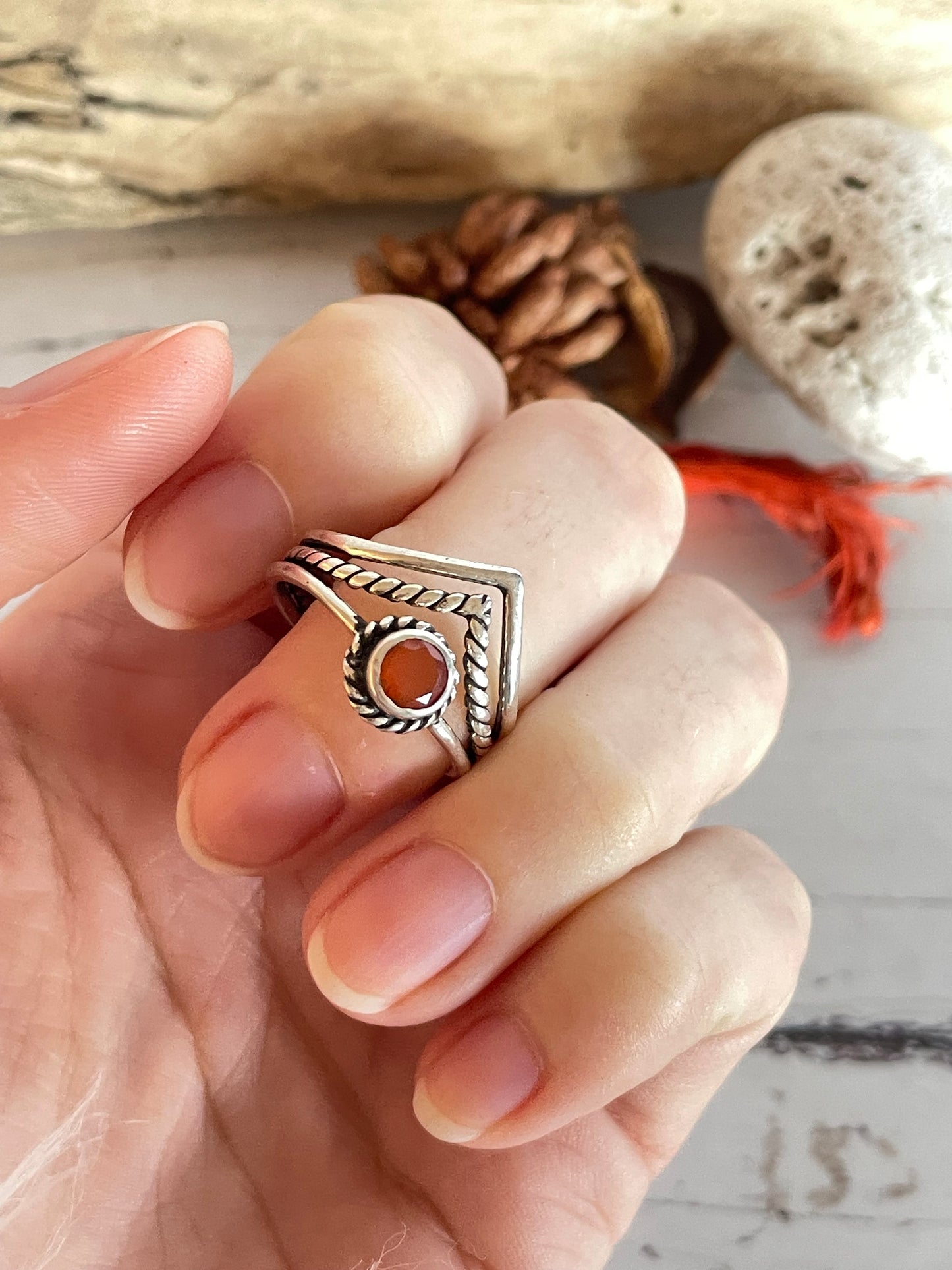 Carnelian Silver Fixed Ring