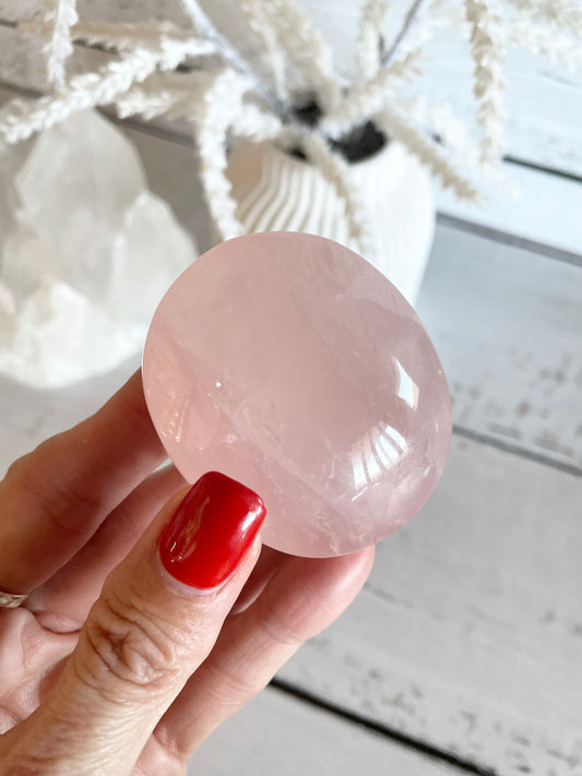 Rose Quartz Pillow Palm Stone