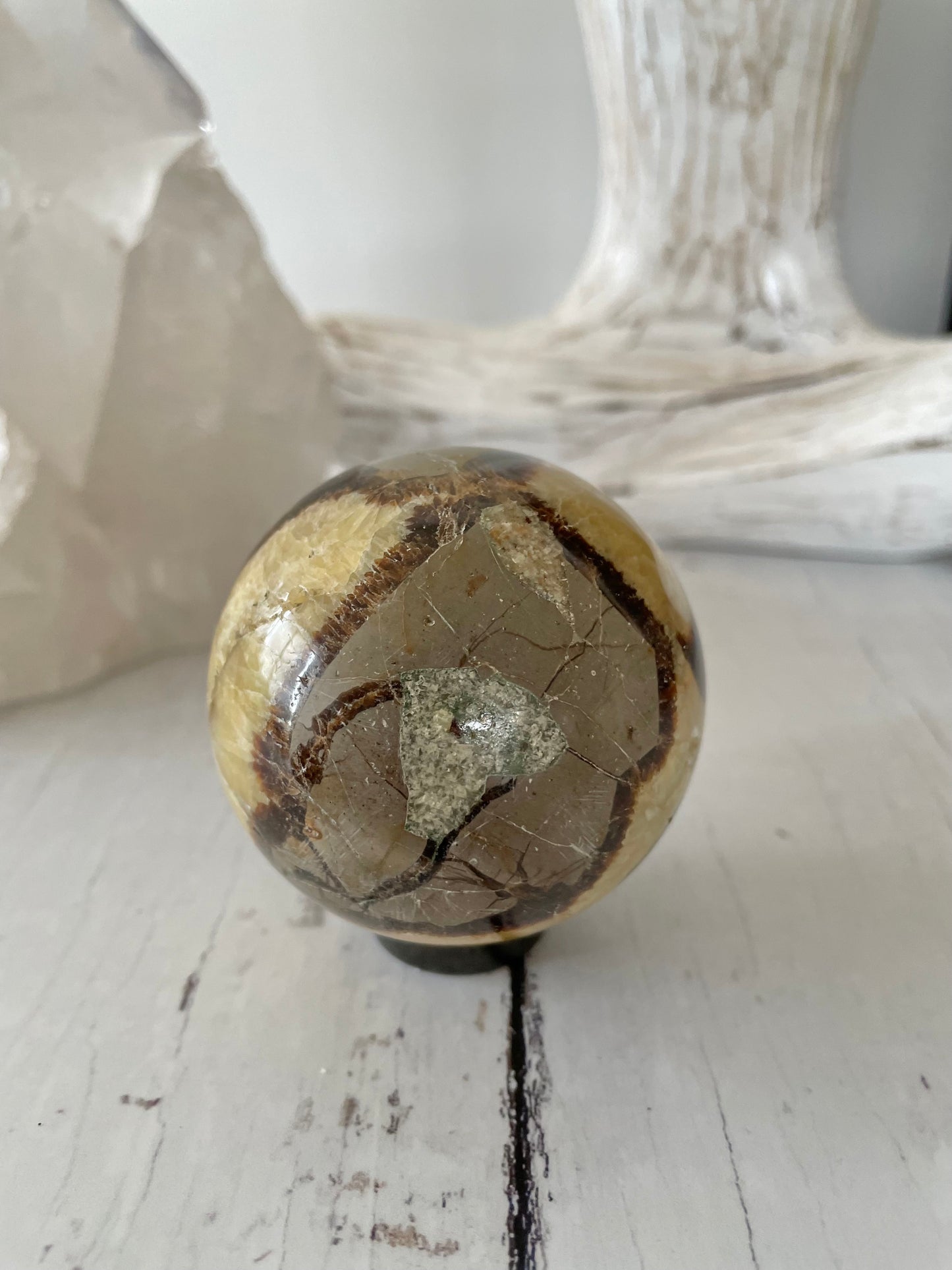 Septarian Sphere Includes Wooden Holder