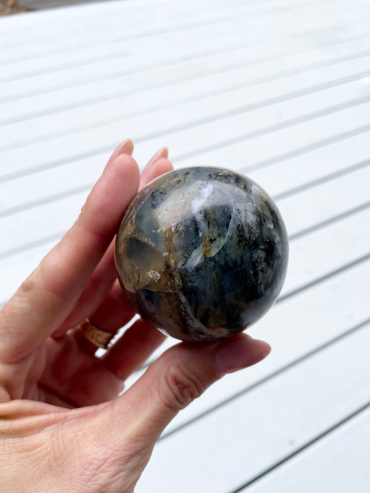 Peruvian Blue Opal Sphere with holder
