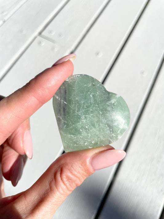 Snowflake fluorite heart