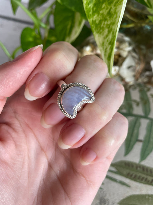 Blue Lace Agate Silver Ring