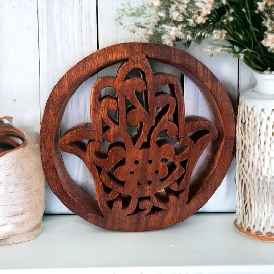 Wooden Hamsa Circle