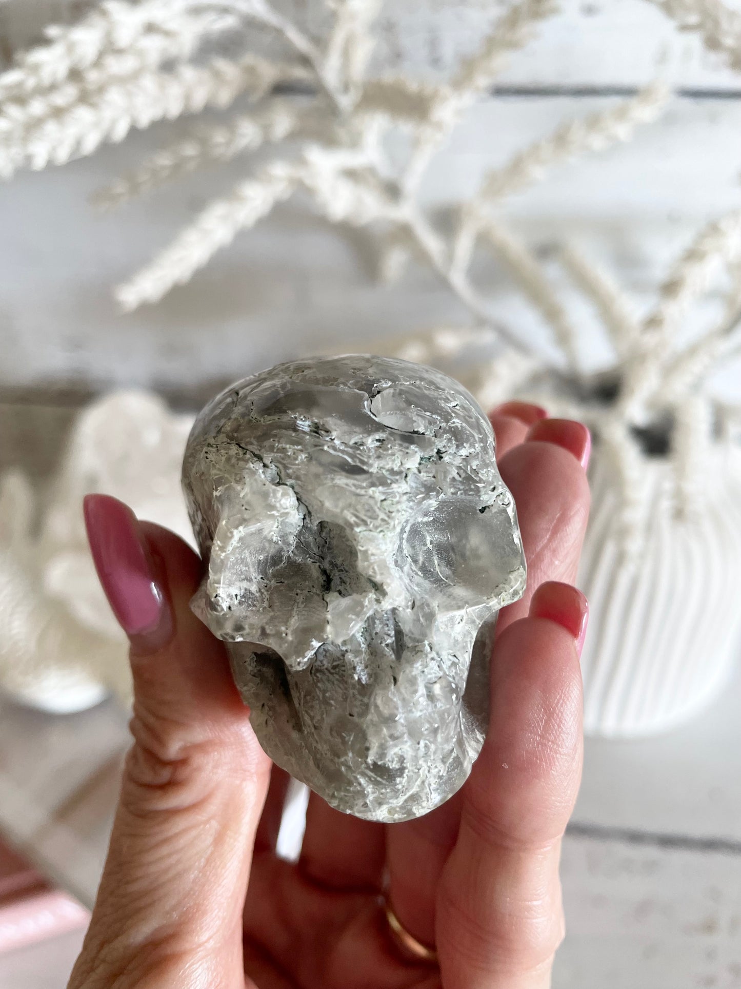 Moss Agate Skull