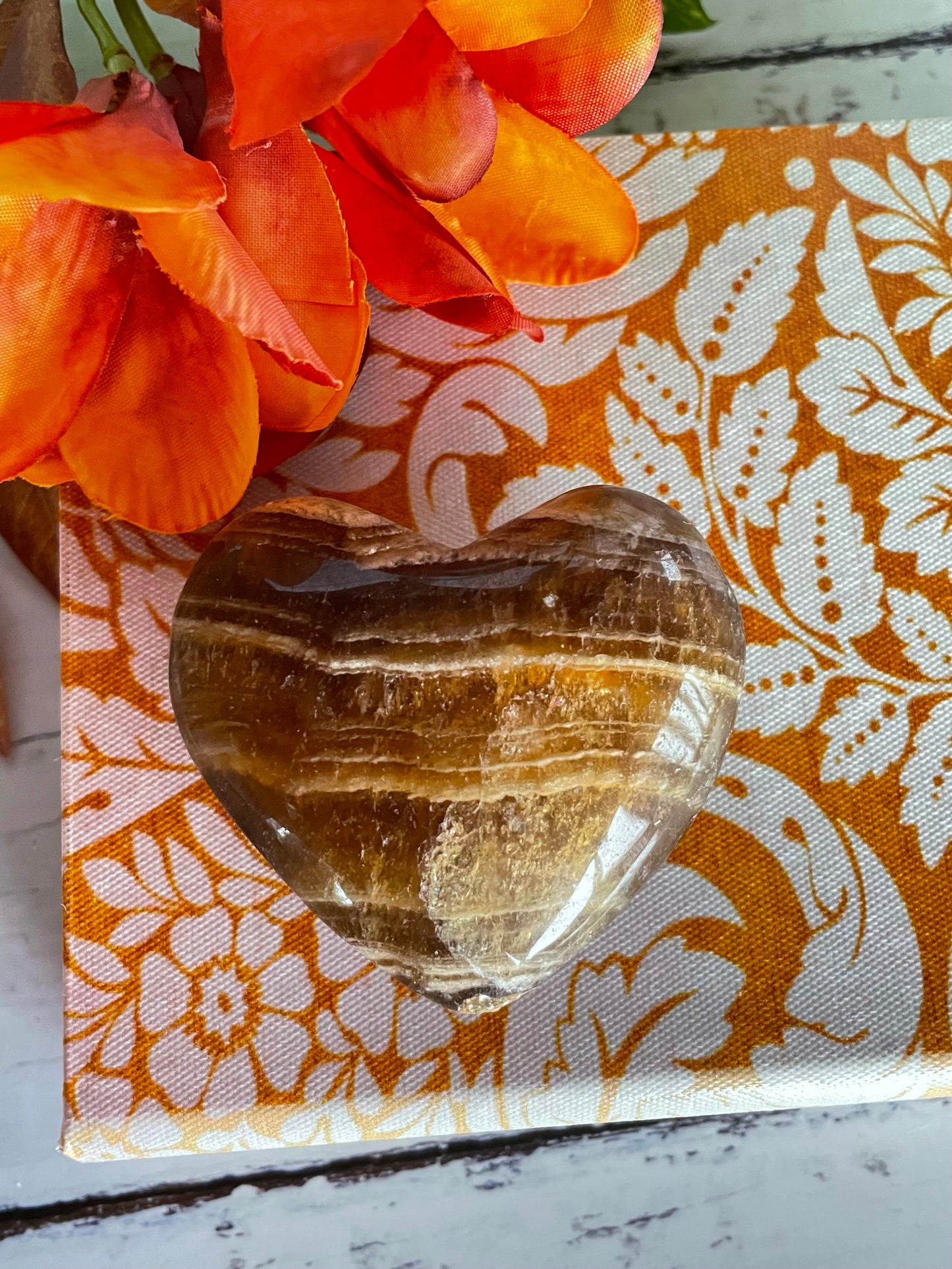 Yellow Fluorite Heart