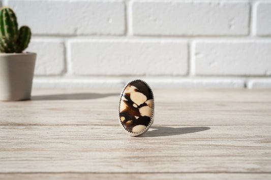 SweetGrass Studio ~ Peanut Wood Stone Ring ~ size 7 1/4