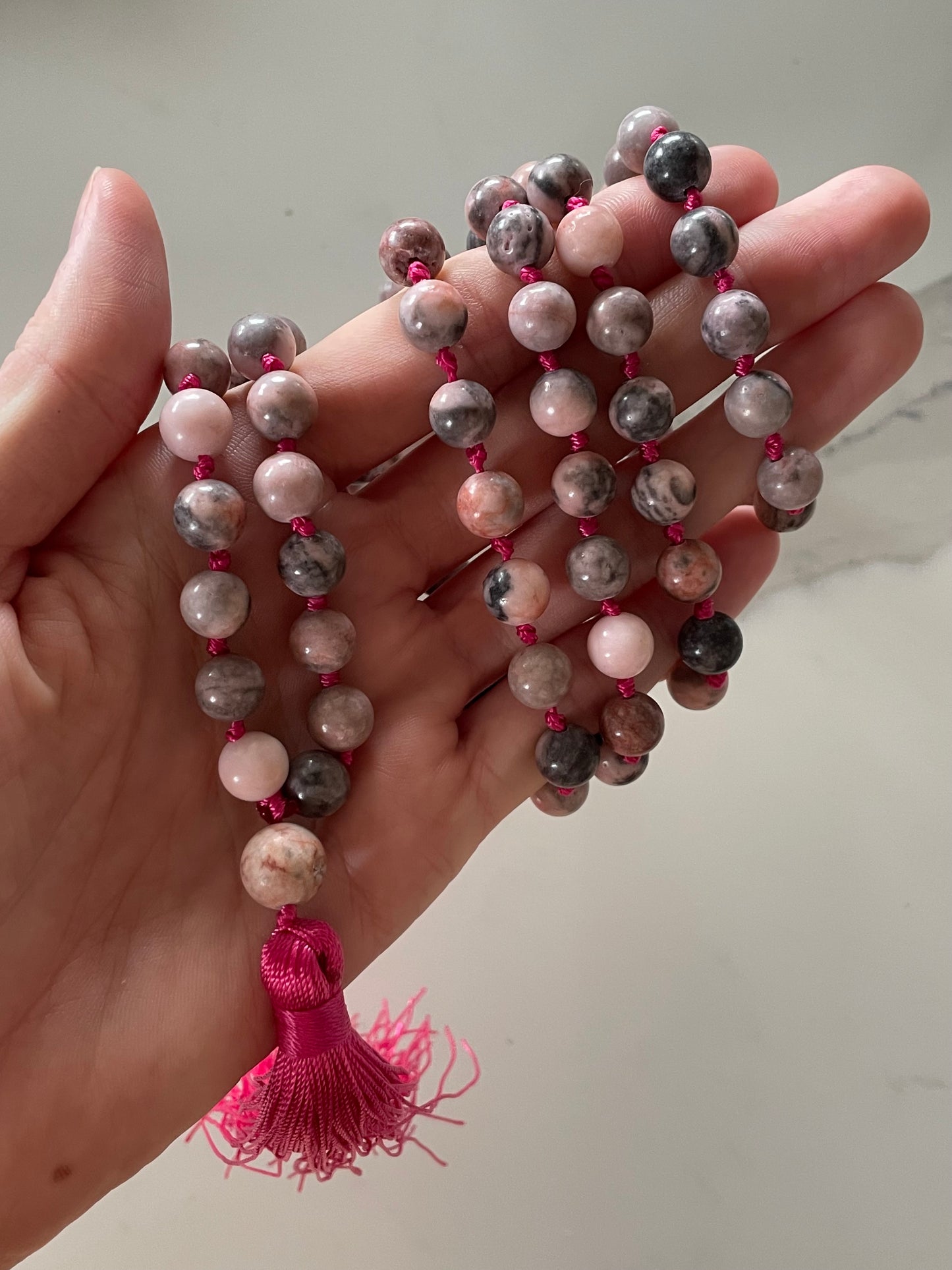 Pink Zebra Jasper ~ Mala/Prayer Beads