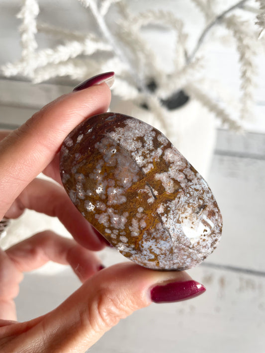 Ocean Jasper Pillow Palm Stone