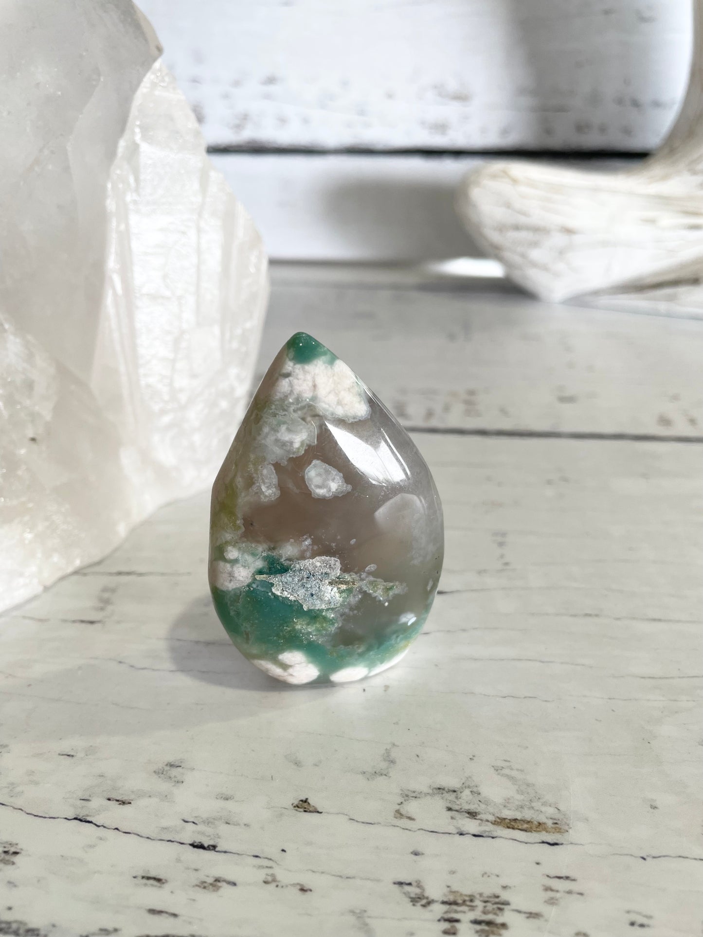 Green Flower Agate Dome