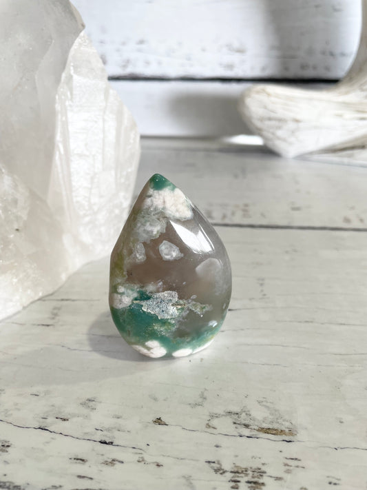 Green Flower Agate Dome