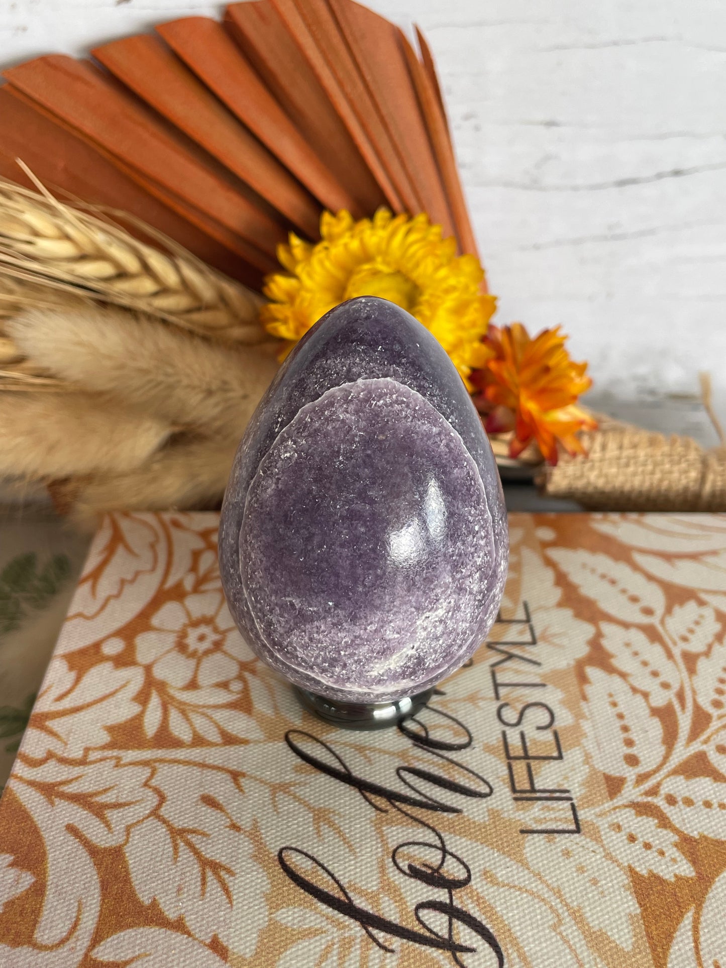 Lepidolite Egg Includes Hematite Ring