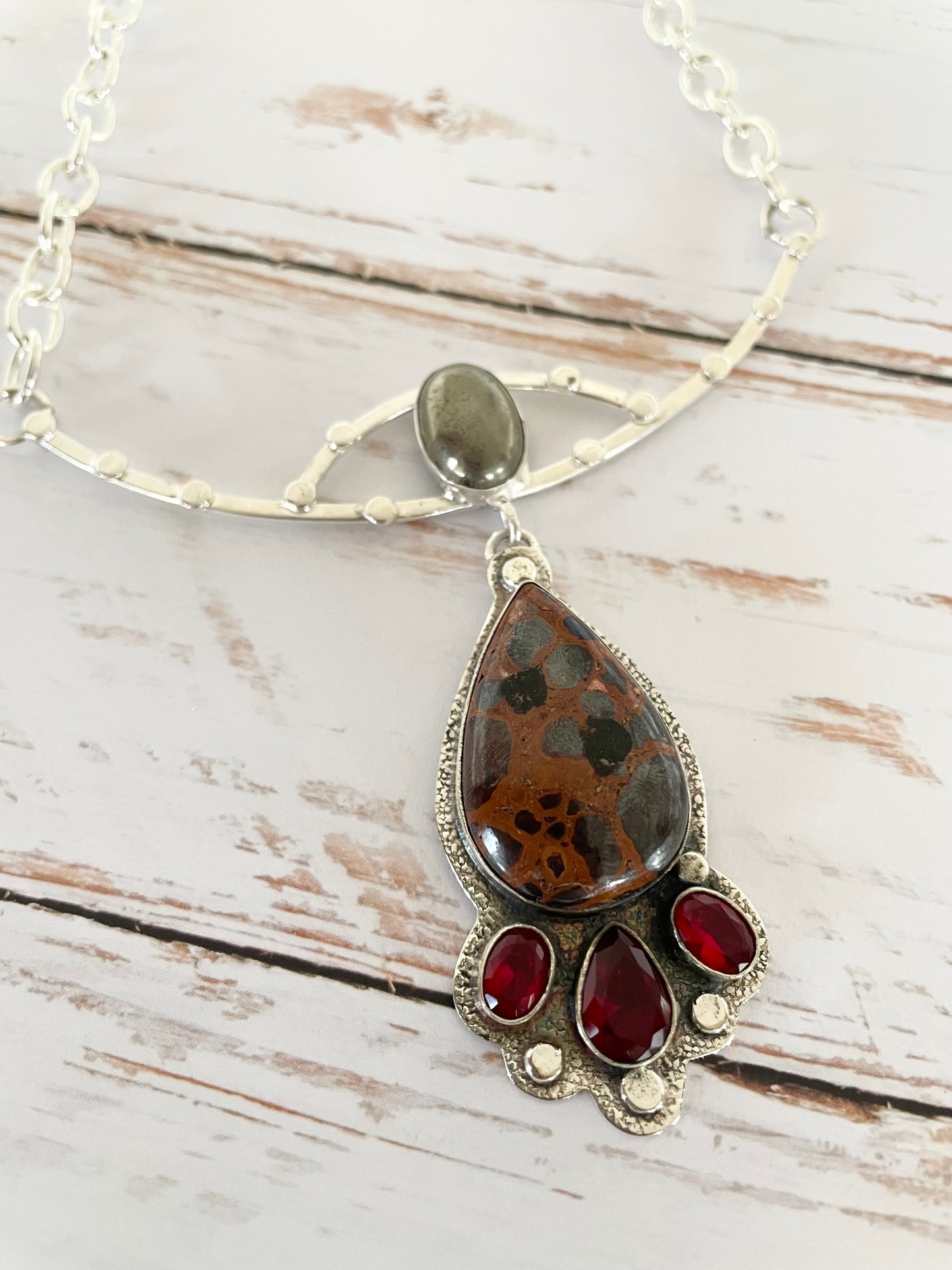Bauxite, Pyrite and Ruby Necklace