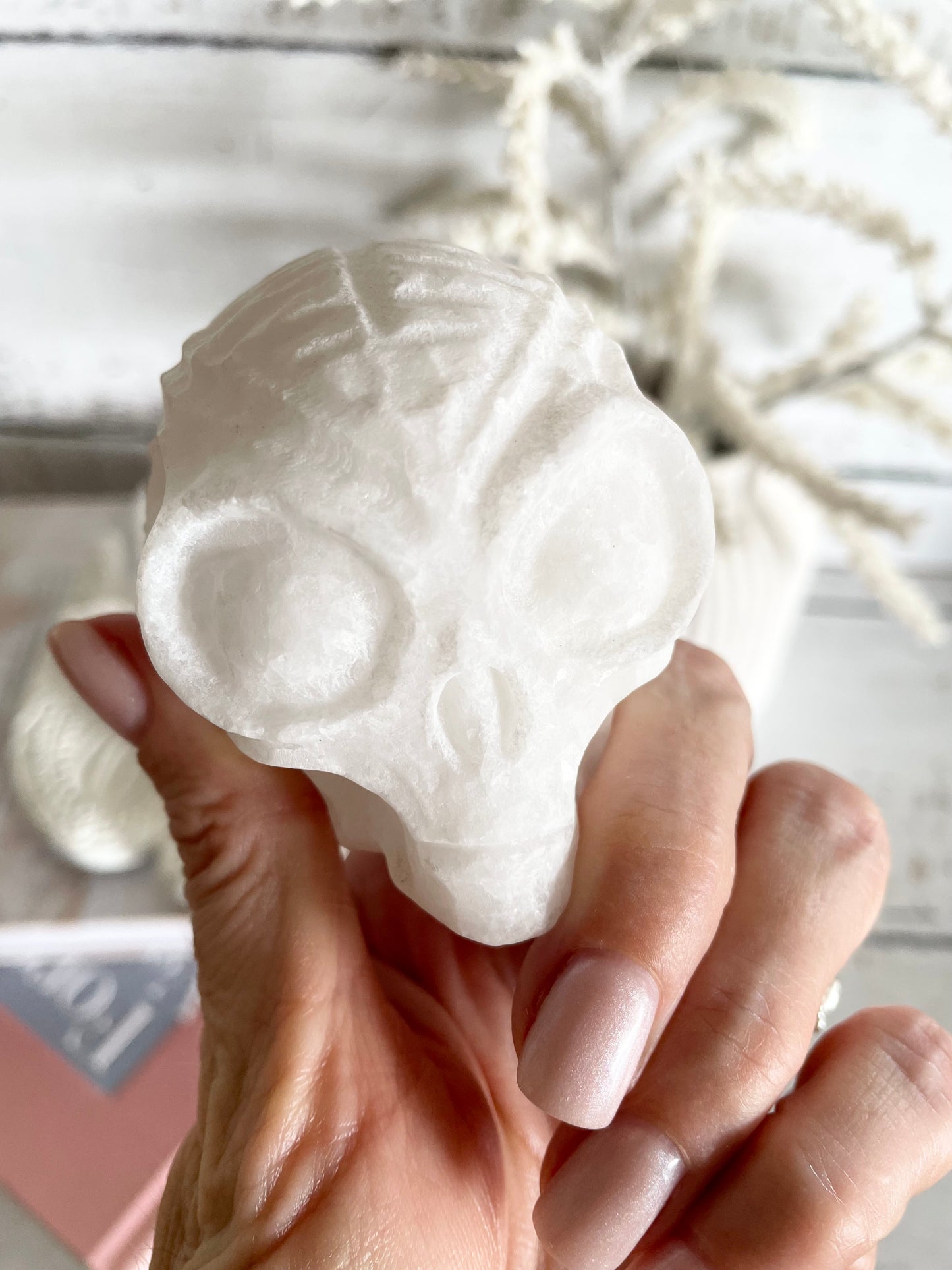White Jade Alien Skull