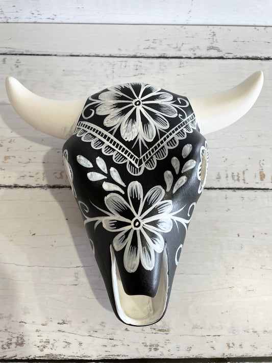 Navajo Pottery Cow Skull ~ Floral