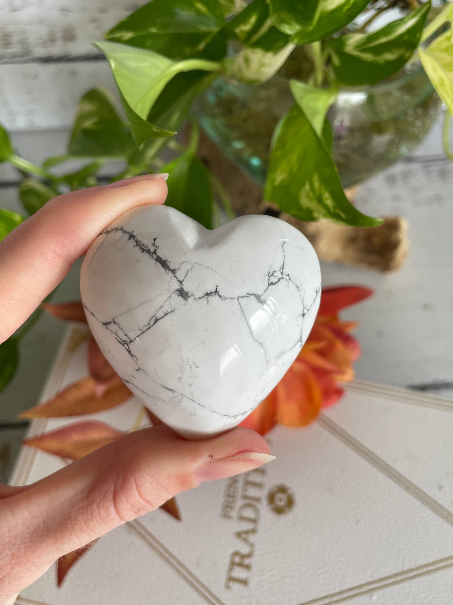 White Howlite Heart