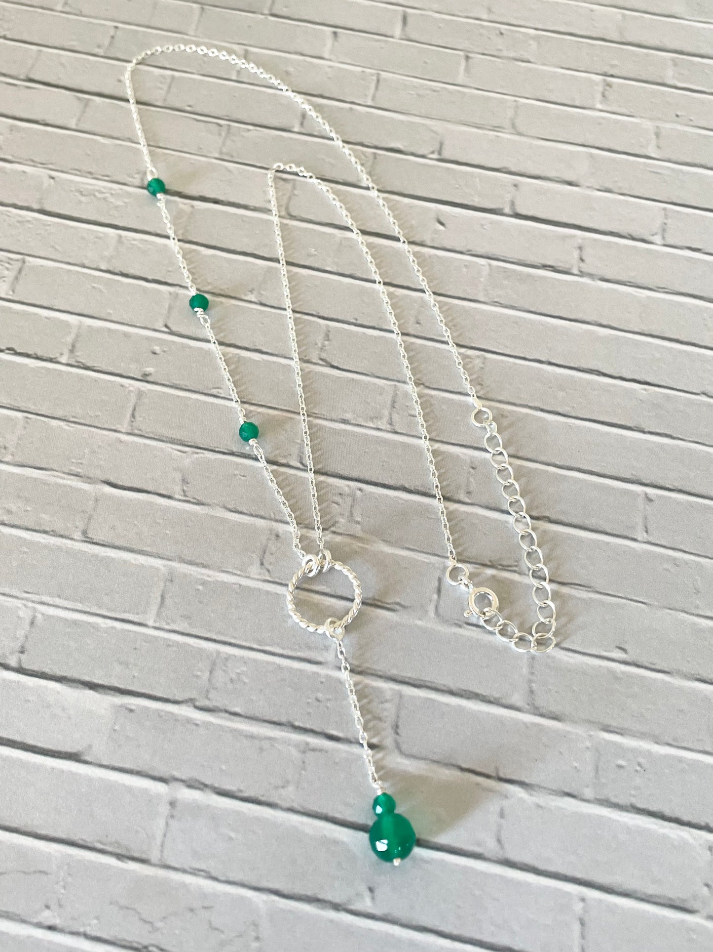 Green Chalcedony Lariat Necklace