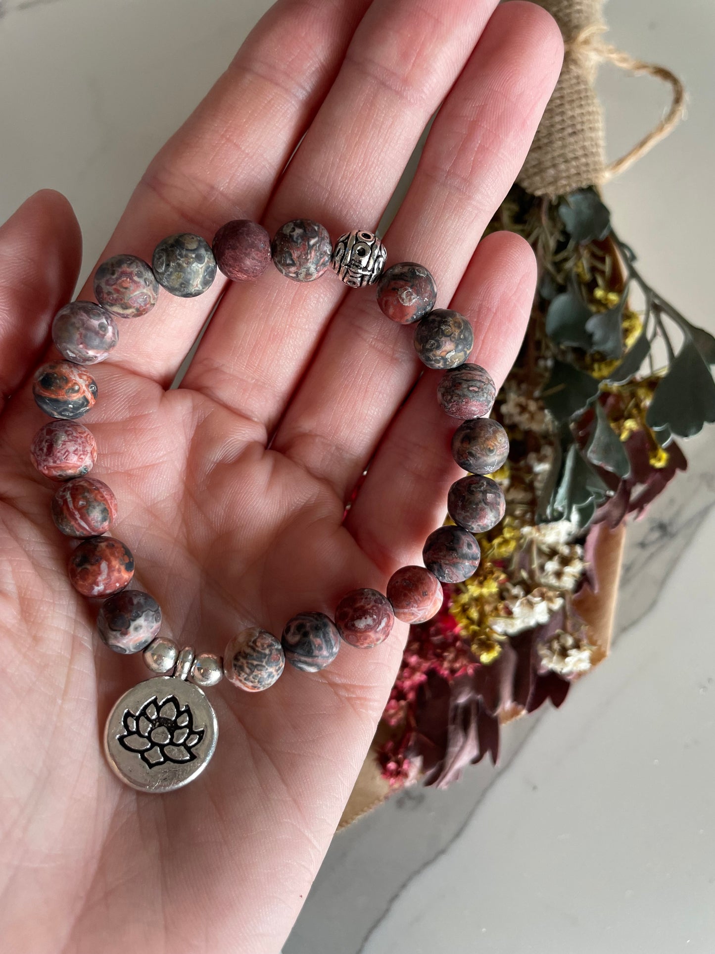 Frosted Leopard Skin Jasper Healing Bracelet ~ Journey