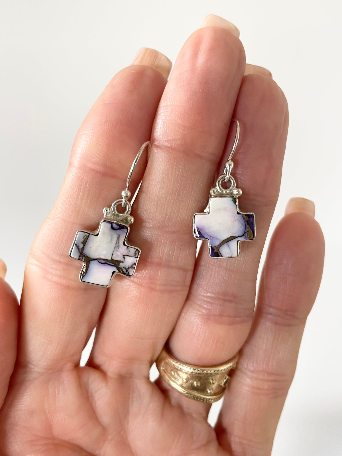 Violet Dahlia Turquoise Dangles