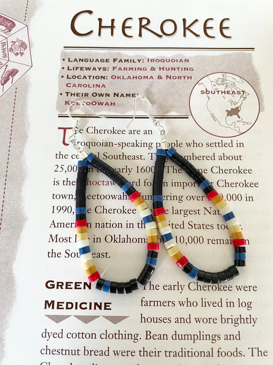 Cherokee Turquoise, Onyx & Bone Hoops