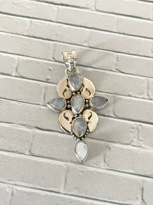 Rainbow Moonstone Cross Pendant