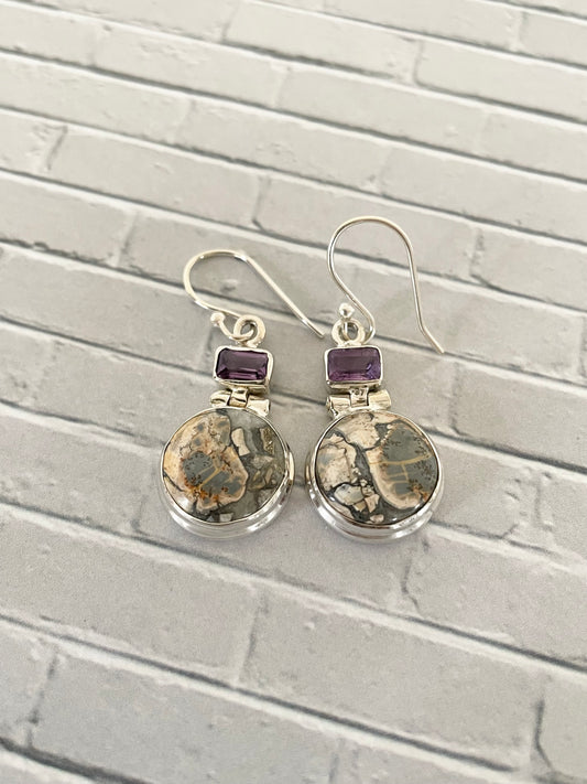 Malinga Jasper & Amethyst Dangles