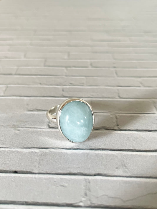 Aquamarine Silver Ring ~ size 6