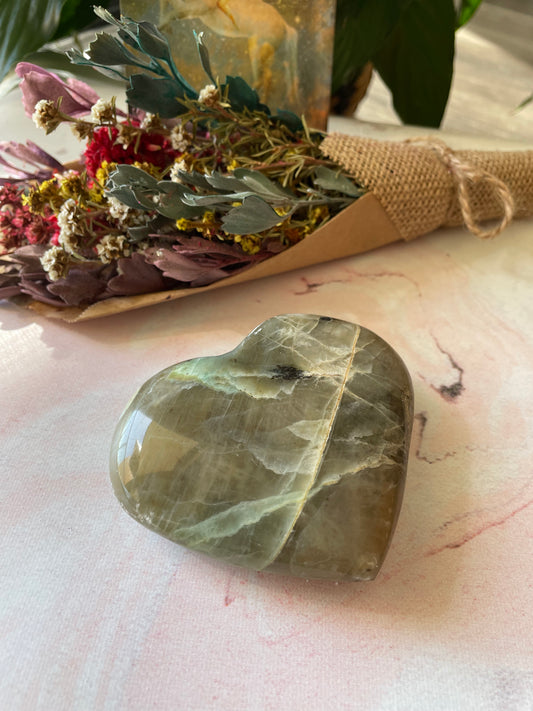 Green Moonstone Heart