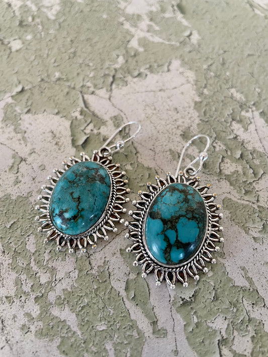 Tibetan Turquoise Patina Dangles