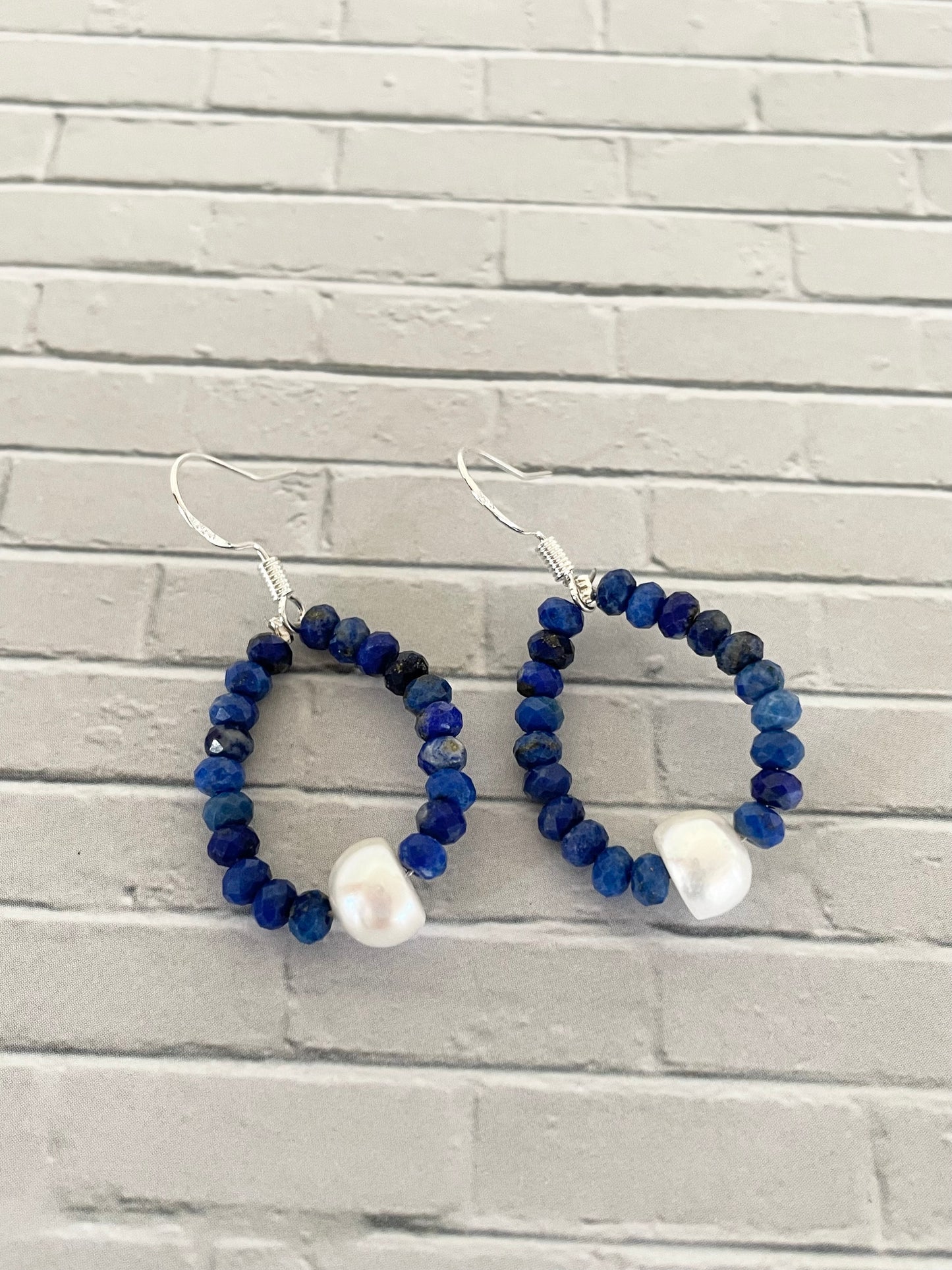 Faceted Lapis Lazuli/Pearl