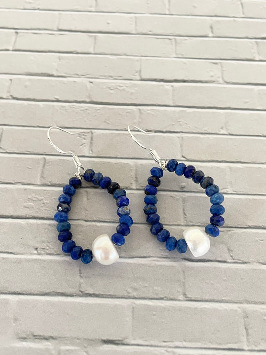 Faceted Lapis Lazuli/Pearl