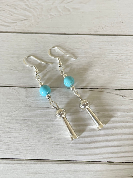 Cherokee Turquoise Squash Blossom Dangles
