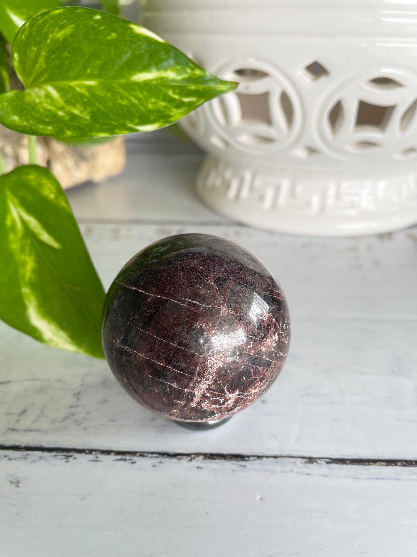 Garnet Sphere Includes Wooden Holder