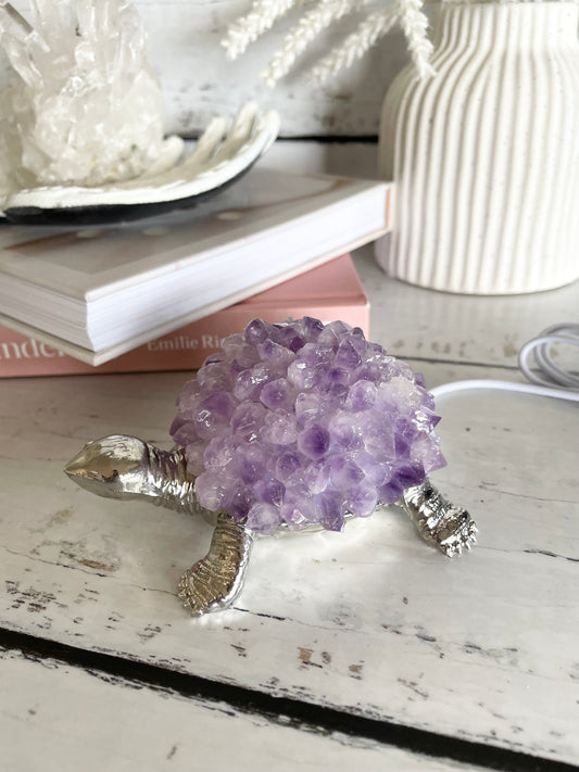 Tortoise Led Lamp ~ Raw Amethyst
