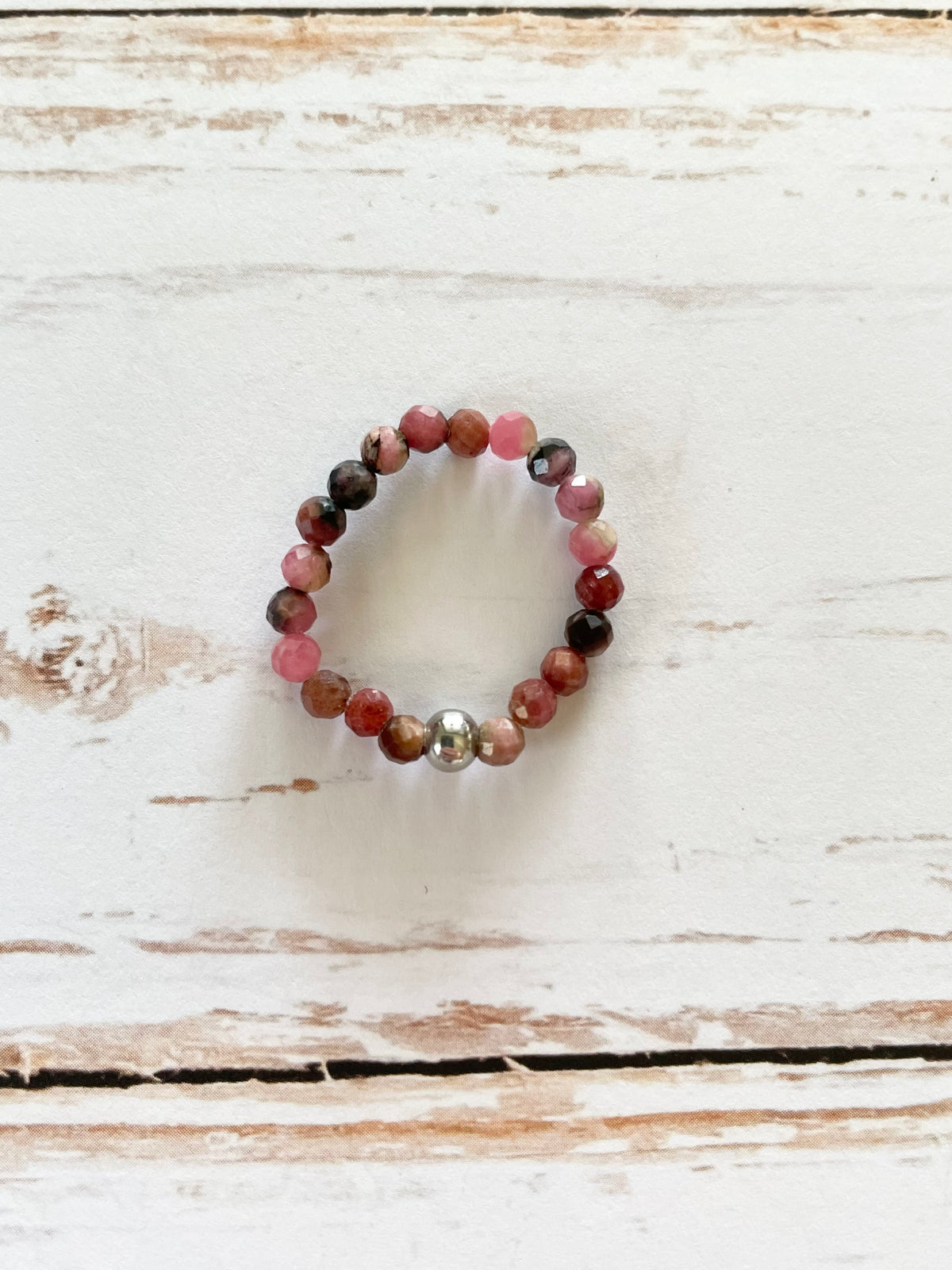 Faceted Rhodonite Ring size 6-9