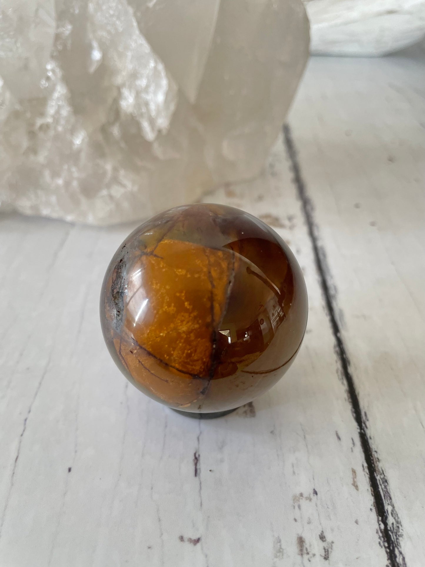 Mookaite Sphere Includes Wooden Holder