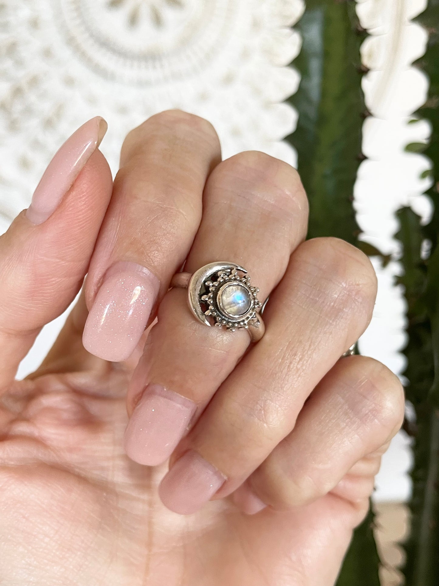 Rainbow Moonstone Ring - Size 6